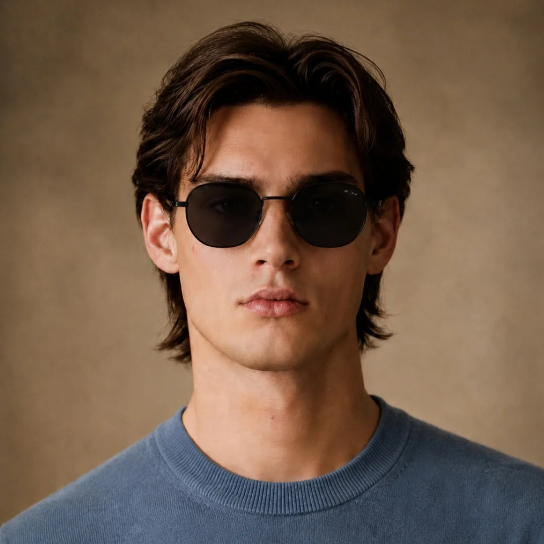 MOONX CLASSIC STREAK – Polarised Round Metal Frame Sunglasses (Unisex)