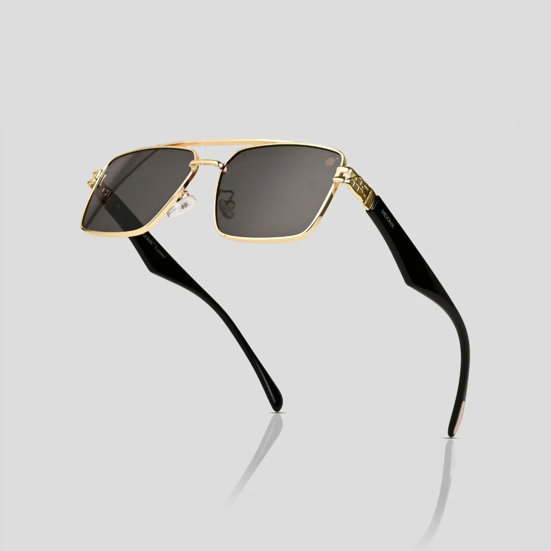 MOONX SPACECRAFT S2 – UV400 Golden Luxury Metal Sunglasses (Unisex)