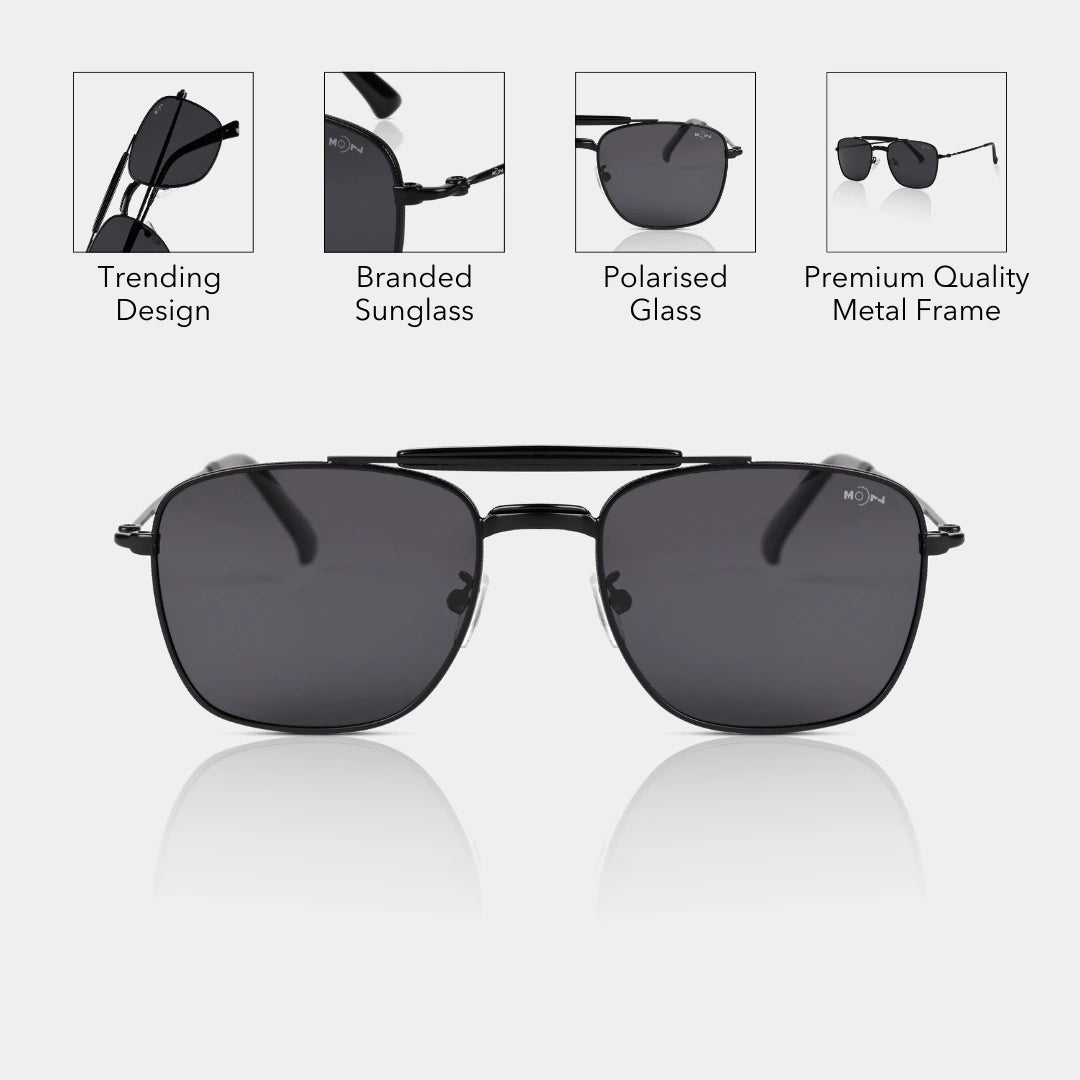 MOONX LEO – UV400 Double‑Bridge Compact Metal Sunglasses (Unisex)