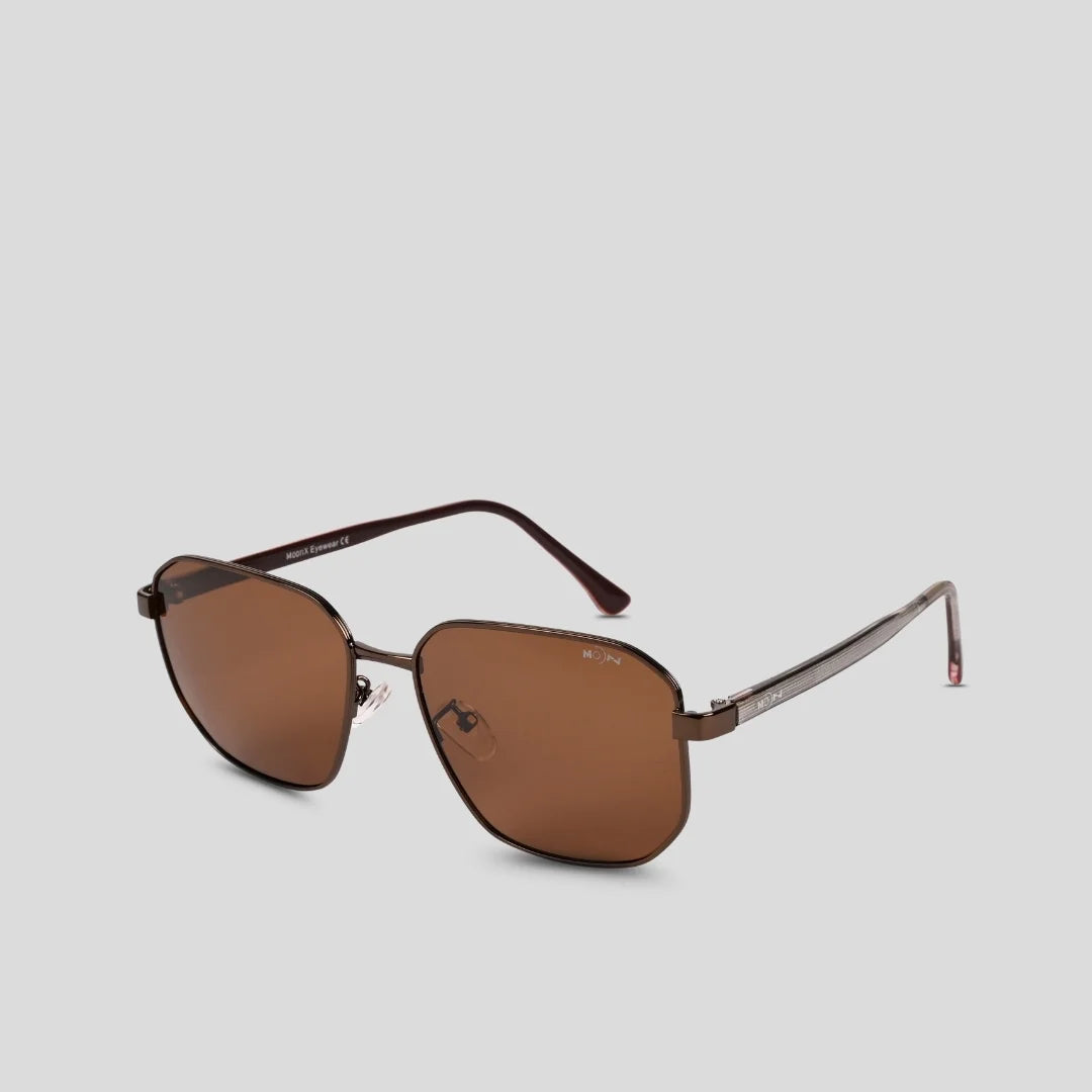 MOONX BRONZ S1 – Polarised Square Metal Frame Sunglasses (Unisex)