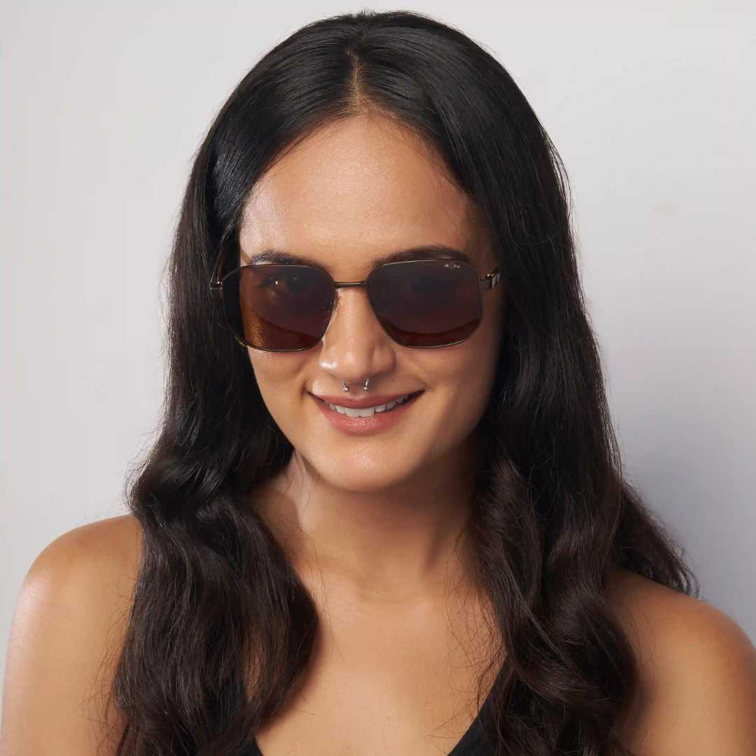 MOONX BRONZ S1 – Polarised Square Metal Frame Sunglasses (Unisex)