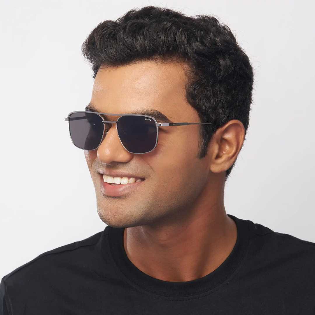 MOONX Z-AUTONOE S2 – UV400 Rectangular Metal Frame Sunglasses (Unisex)