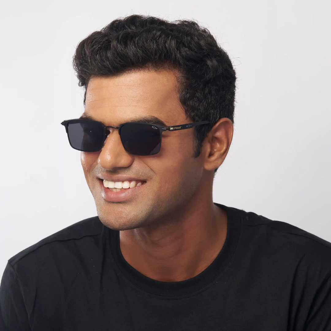 MOONX THEIA S1 – Polarised Rectangular Metal Frame Sunglasses (Unisex)