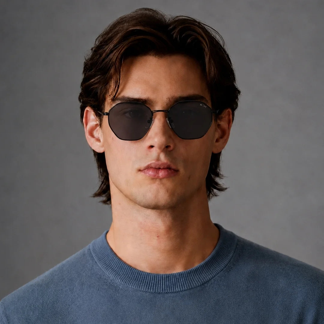 MOONX MIRANDA S1 – UV400 Geometric Round Metal Sunglasses (Unisex)