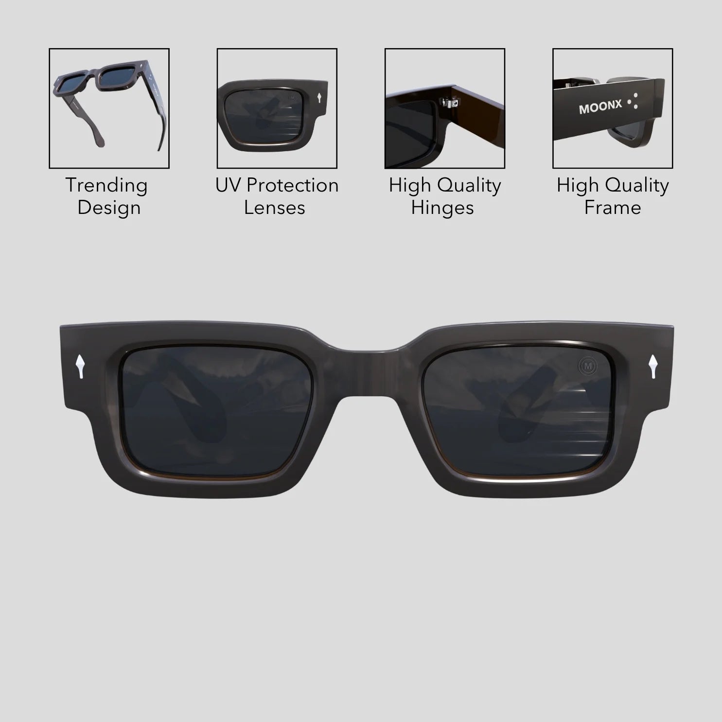 MOONX ATLAS S4 – UV400 Bold & Rectangular Sunglasses (Unisex)