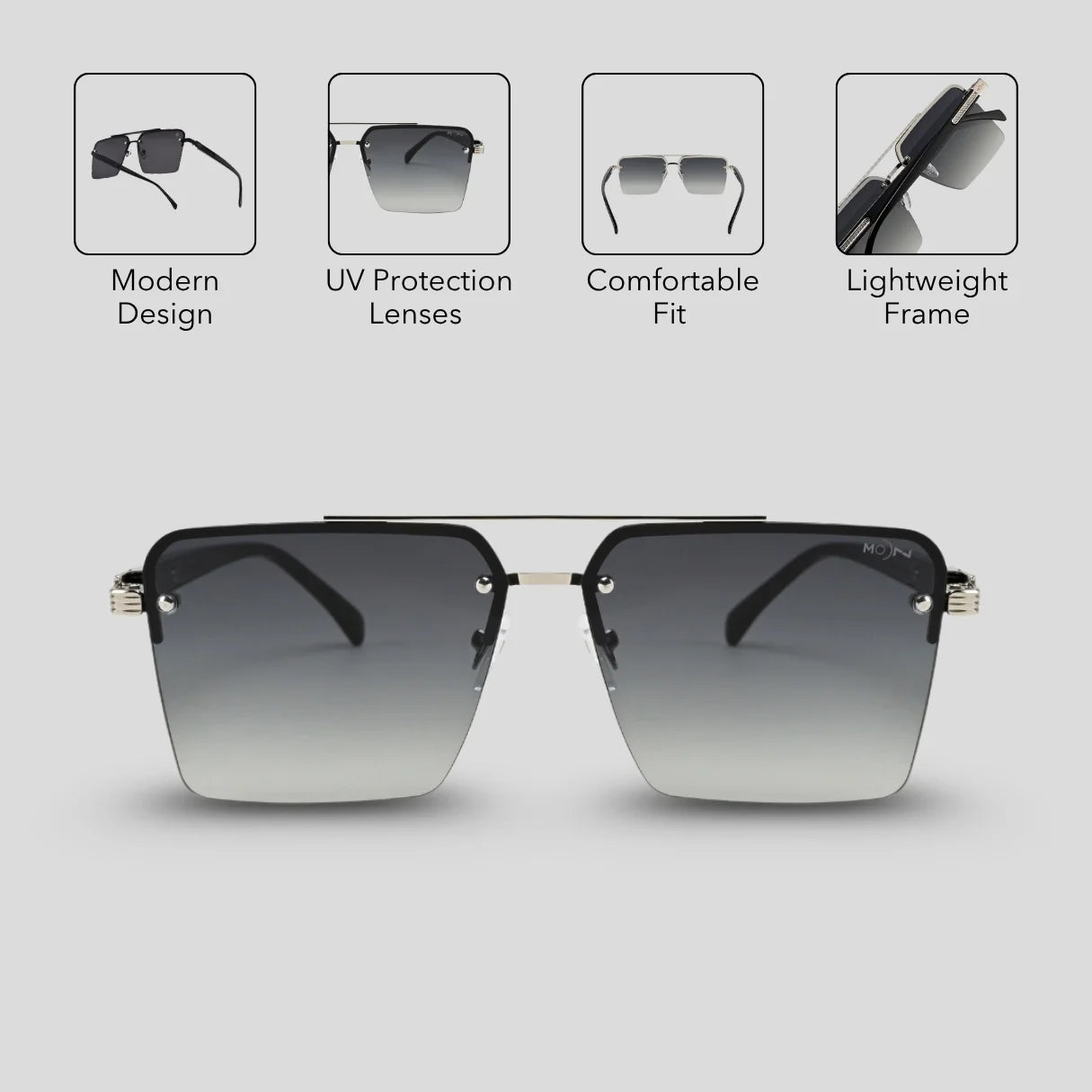 MOONX ICONIC S3 – UV400 Square Metal Frame Sunglasses (Unisex)