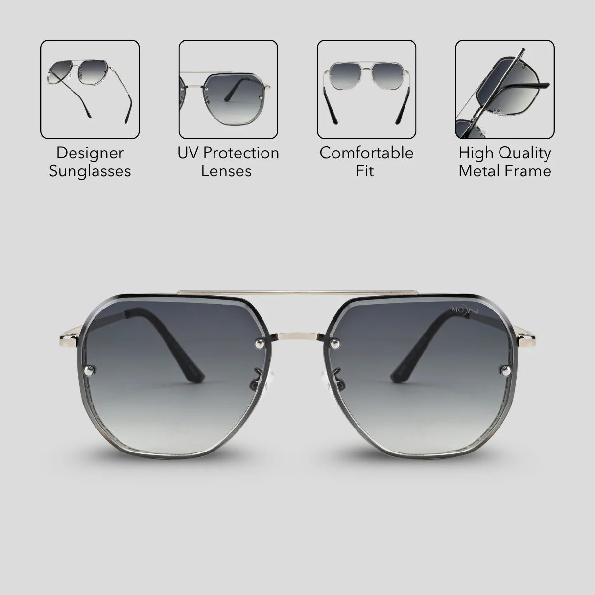 MOONX MAJOR S3 (EXCLUSIVE) – UV400 Aviator Metal Frame Sunglasses (Unisex)