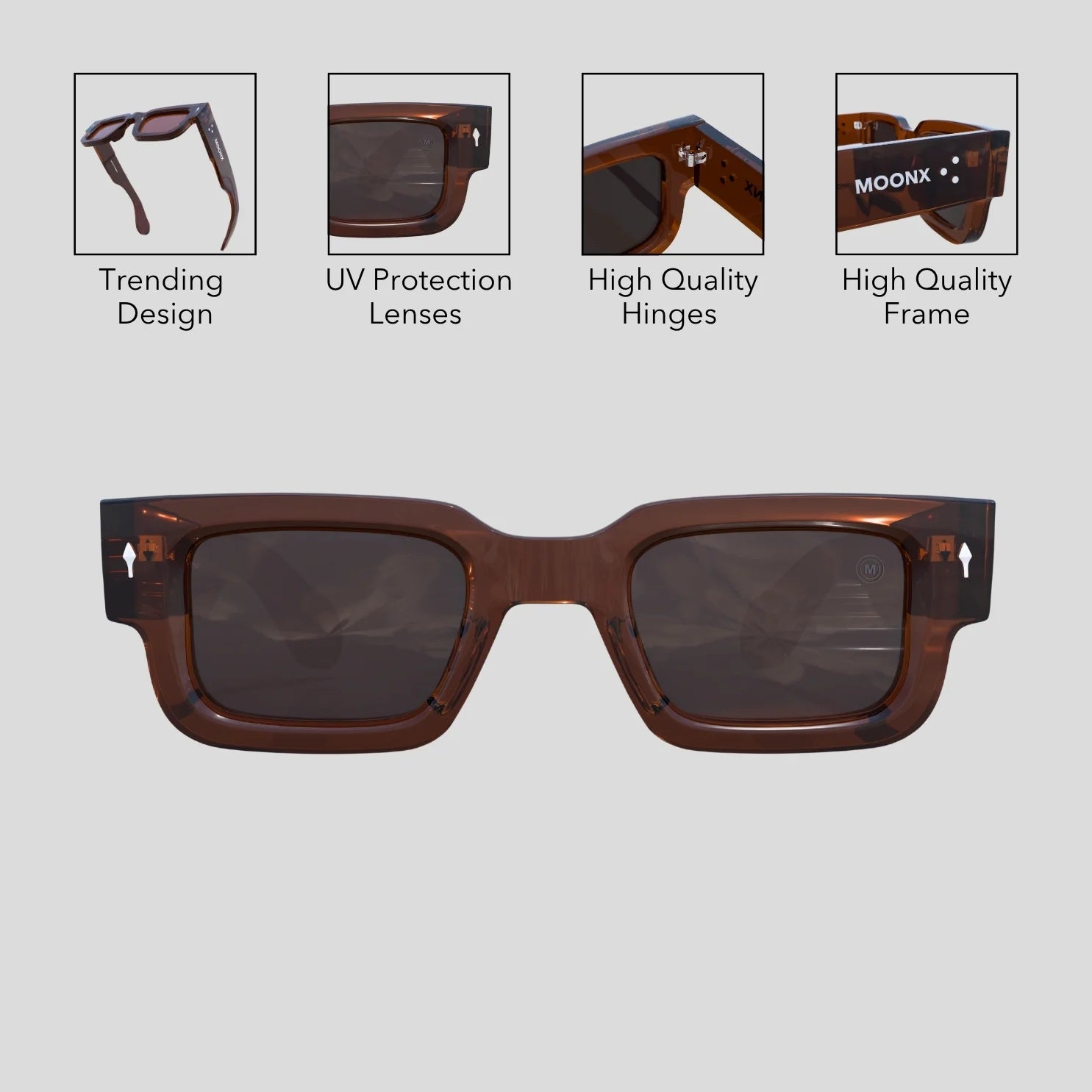 MOONX ATLAS S6 – UV400 Bold & Rectangular Sunglasses (Unisex)