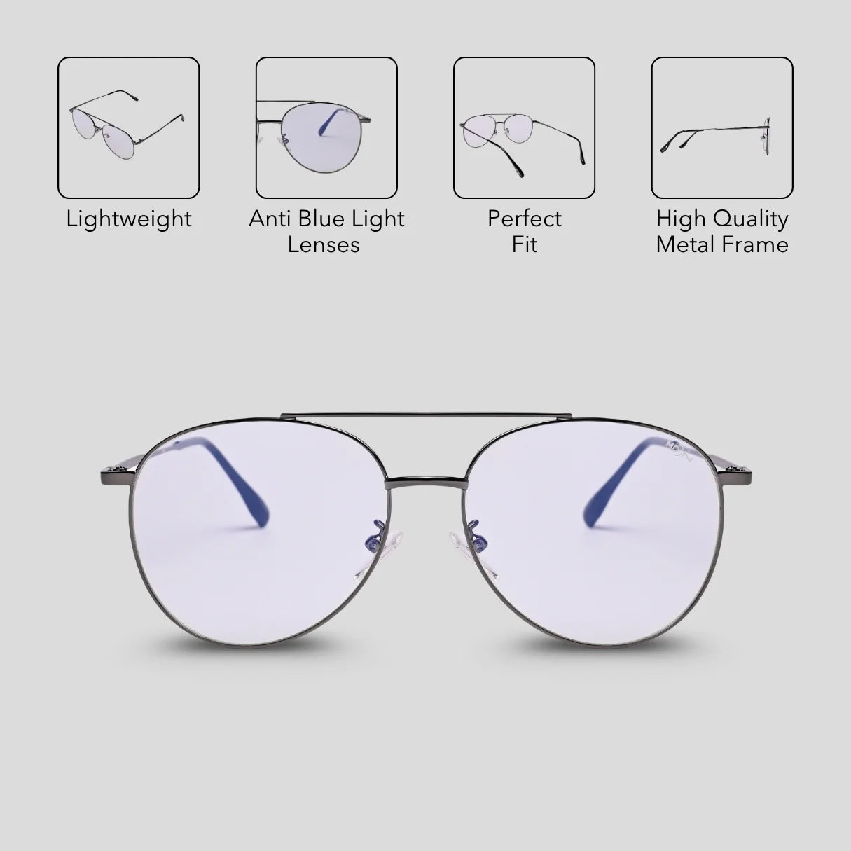 MOONX READER Aviator – Anti-Blue Light Glasses (Unisex, Aviator Style)