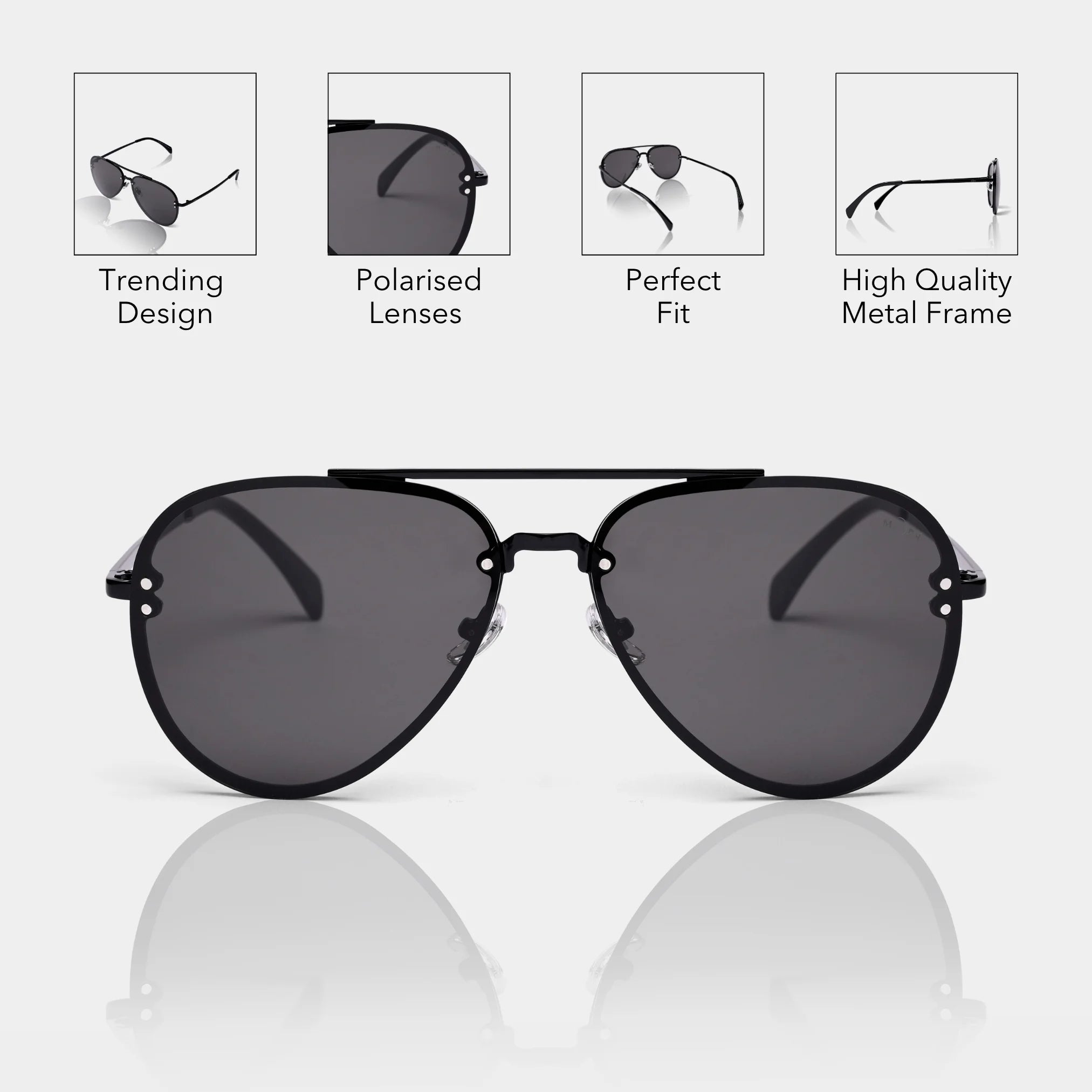 MOONX HEAVEN S30 – Polarised Aviator Metal Frame Sunglasses (Unisex)