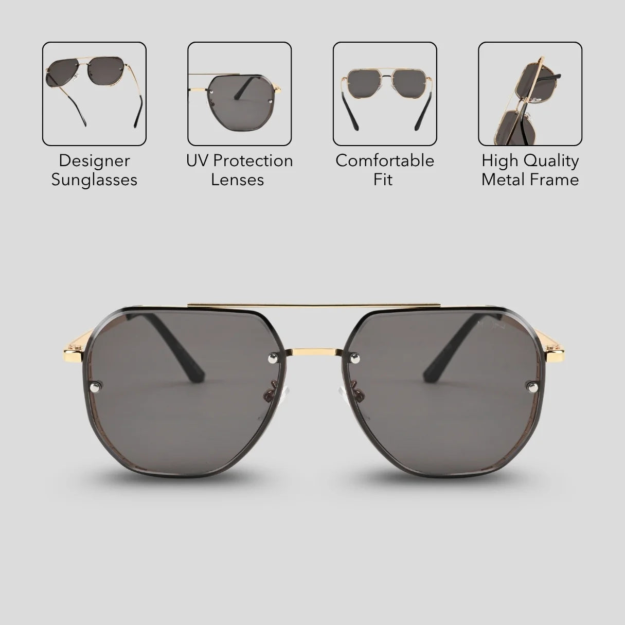 MOONX MAJOR S2 – UV400 Aviator Metal Frame Sunglasses (Unisex)