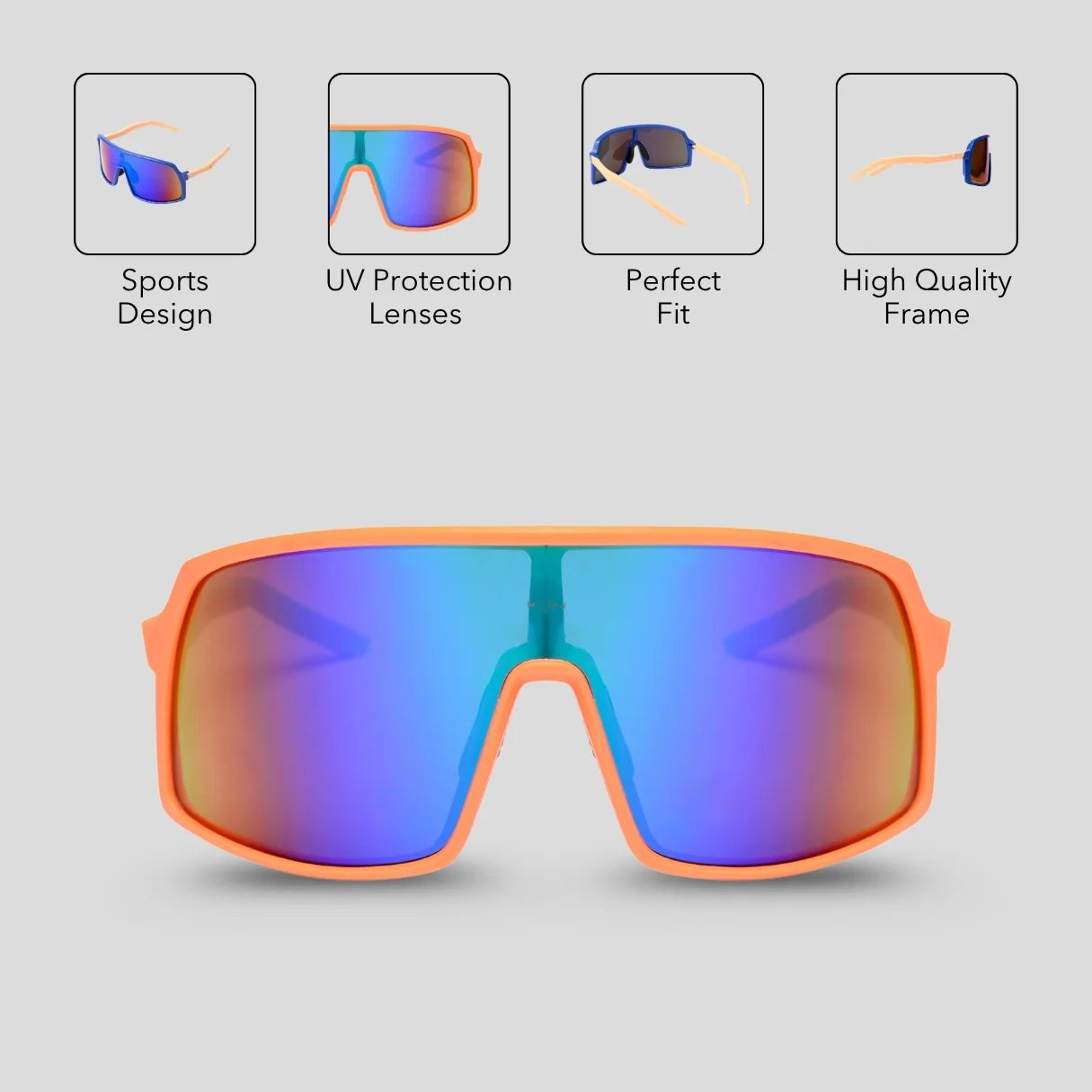 MOONX HERO S8 – UV400 Wrap‑Around Sports Sunglasses (Unisex)