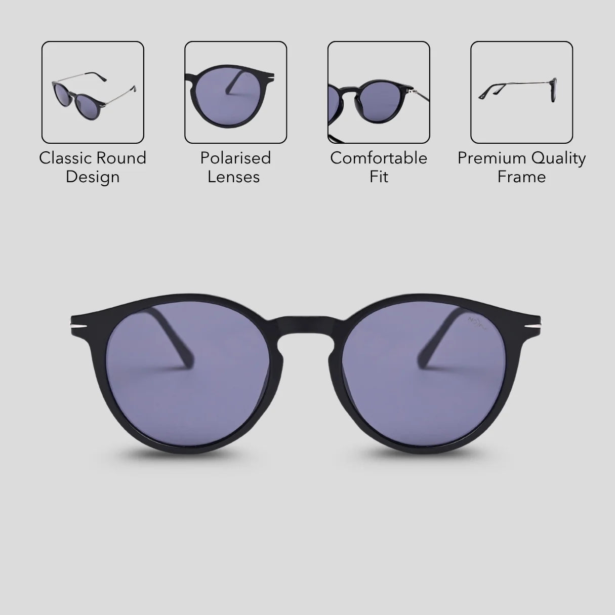 MOONX ORBIT S1 – Polarised Round Metal Frame Sunglasses (Unisex)