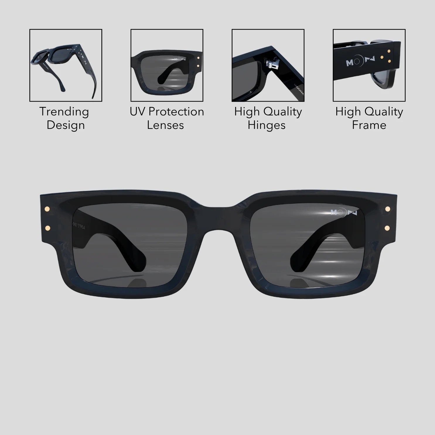 MOONX CLASSIC ICON - UV400 Rectangular Sunglasses (Unisex)