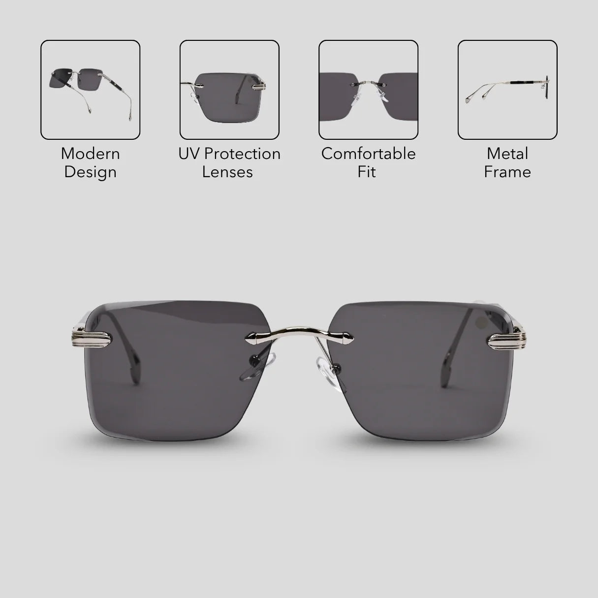 MOONX CALLISTO S2 – UV400 Rimless Rectangular Sunglasses (Unisex)