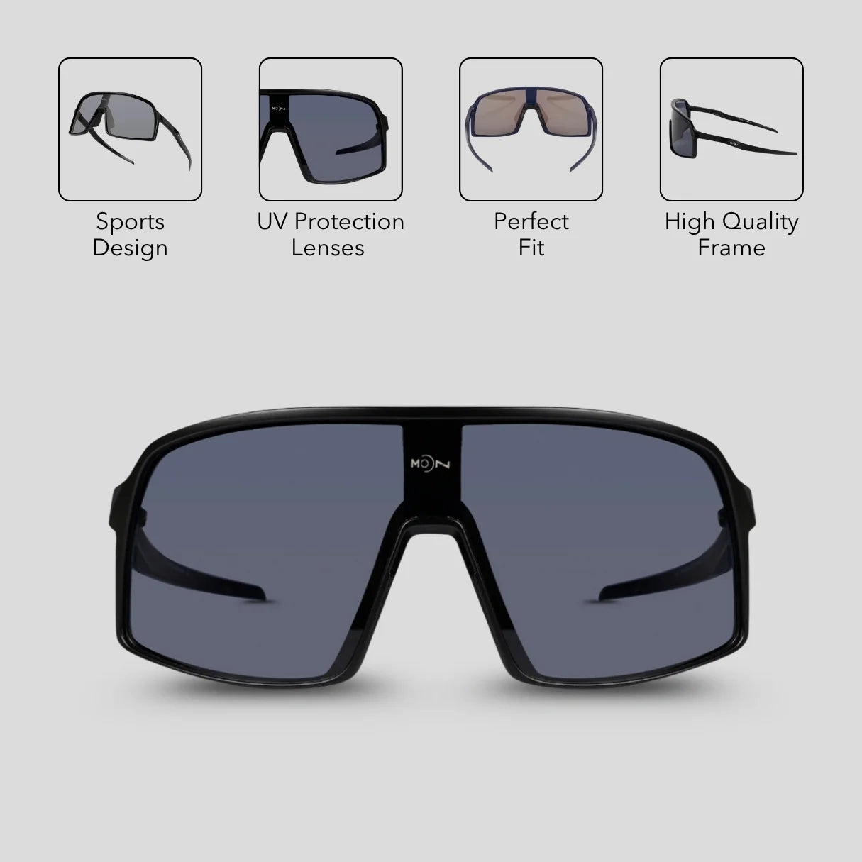 MOONX HERO S1 – UV400 Wrap‑Around Sports Sunglasses (Unisex)