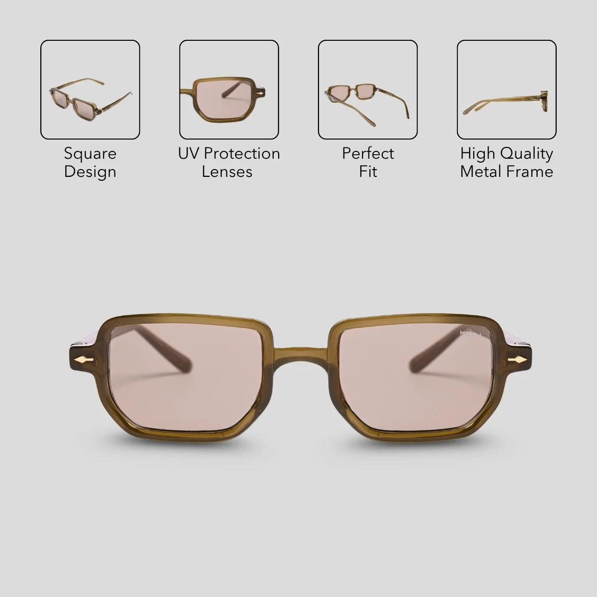 MOONX PHOENIX S6 – Transparent Rectangular Sunglasses (Unisex)
