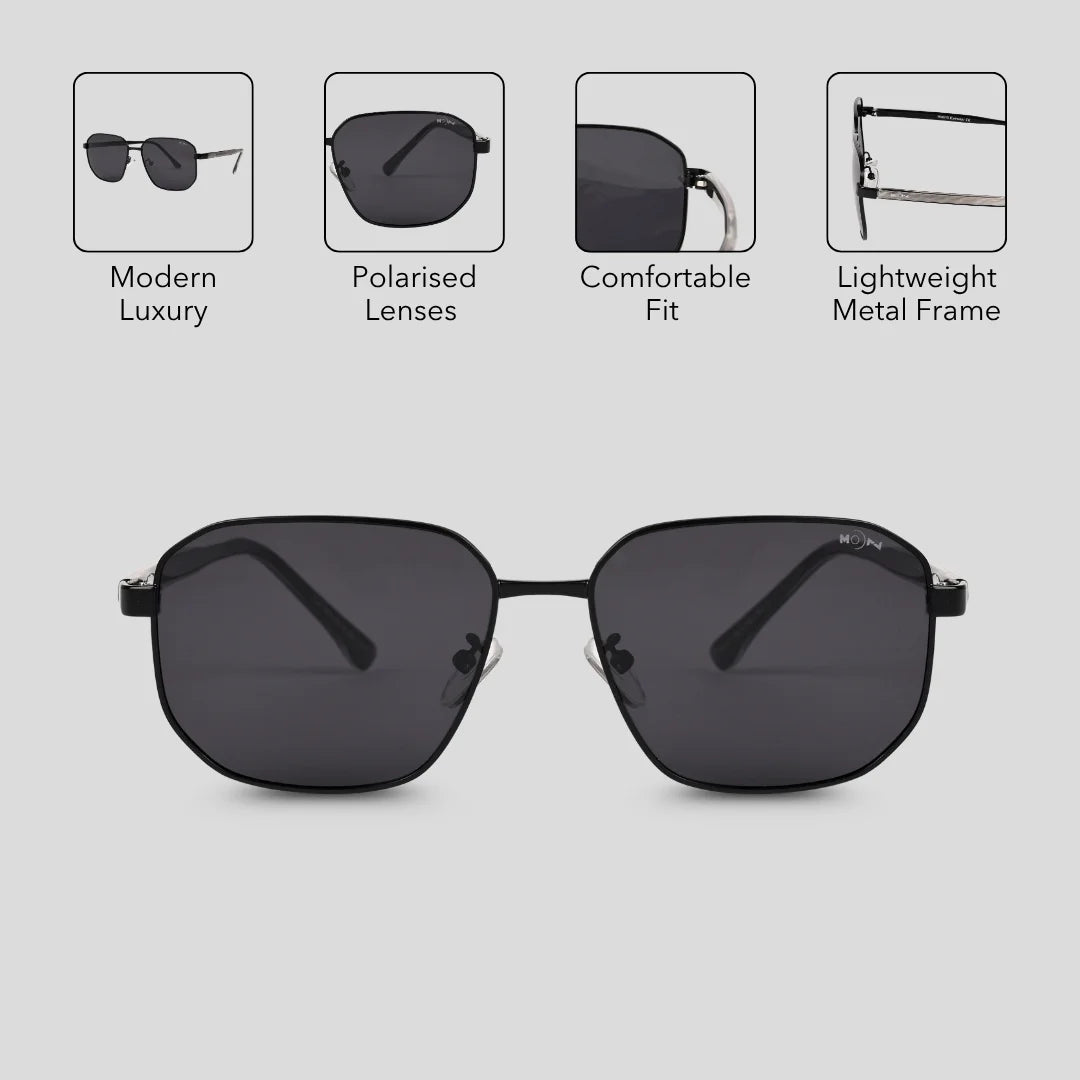 MOONX BRONZ – Polarised Square Metal Frame Sunglasses (Unisex)