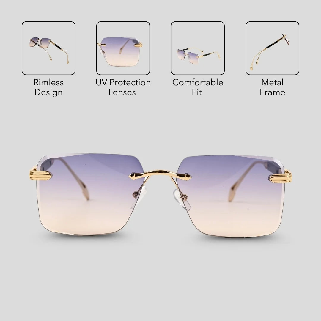 MOONX CALLISTO S3 – UV400 Rimless Rectangular Sunglasses (Unisex)