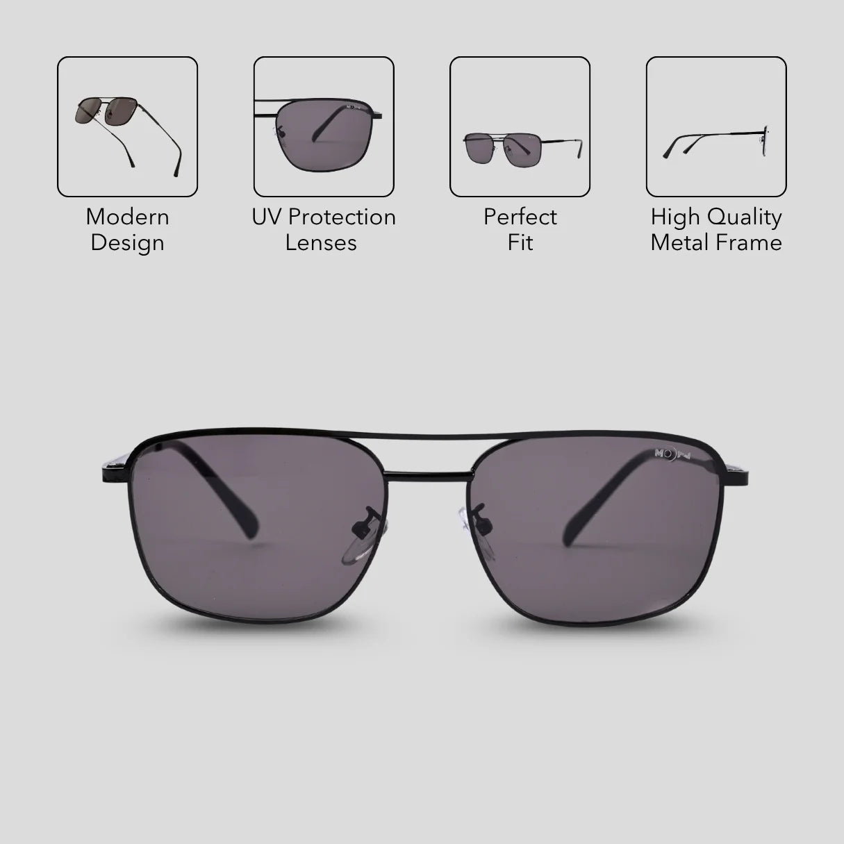 MOONX Z-AUTONOE S1 – UV400 Rectangular Metal Frame Sunglasses (Unisex)