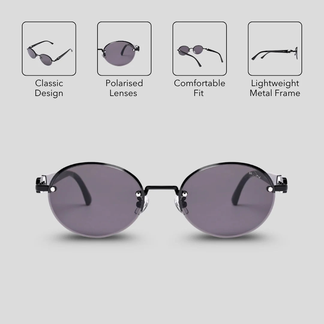 MOONX CLASSICA (Exclusive) – Polarized Oval Metal Frame Sunglasses (Unisex)