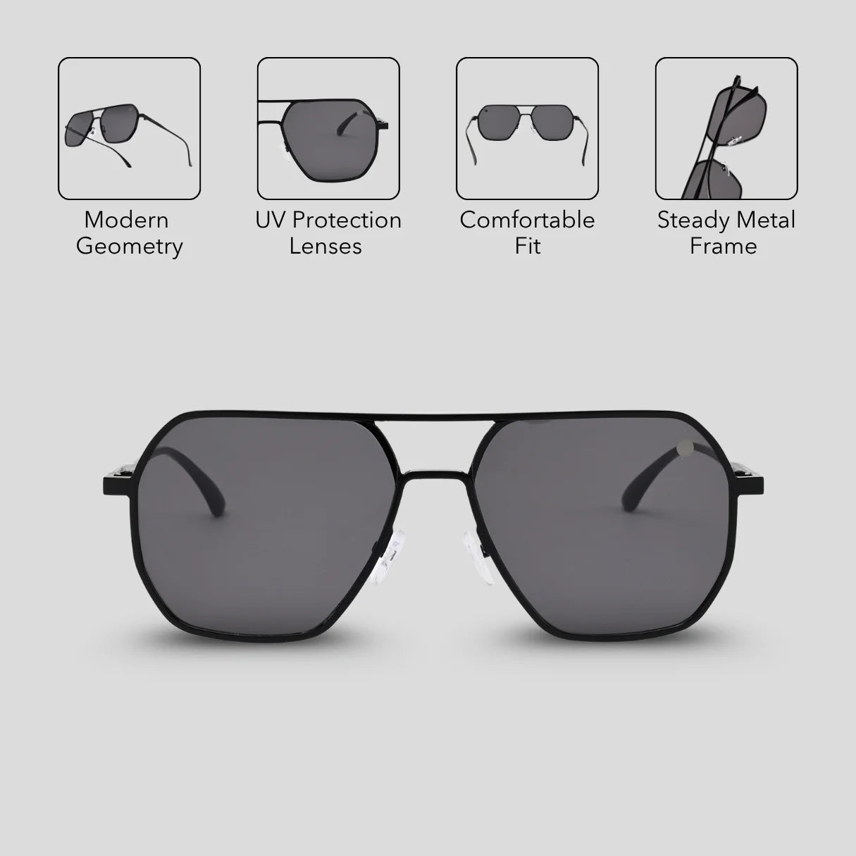 MOONX THYONE S1 – UV400 Aviator Metal Frame Sunglasses (Unisex, Trending)
