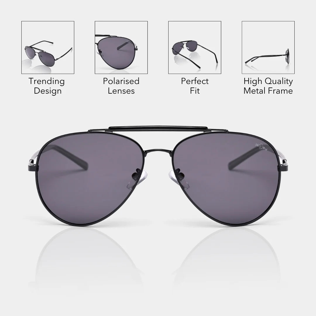 MOONX DRACO – Polarised Metal Aviator Sunglasses (Unisex)
