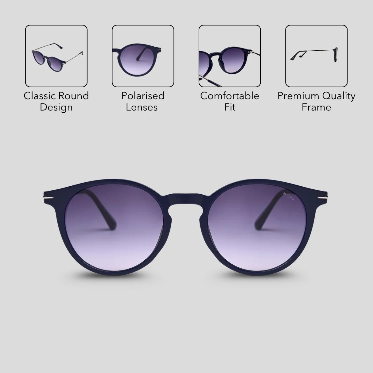 MOONX ORBIT S3 – Polarised Round Metal Frame Sunglasses (Unisex)