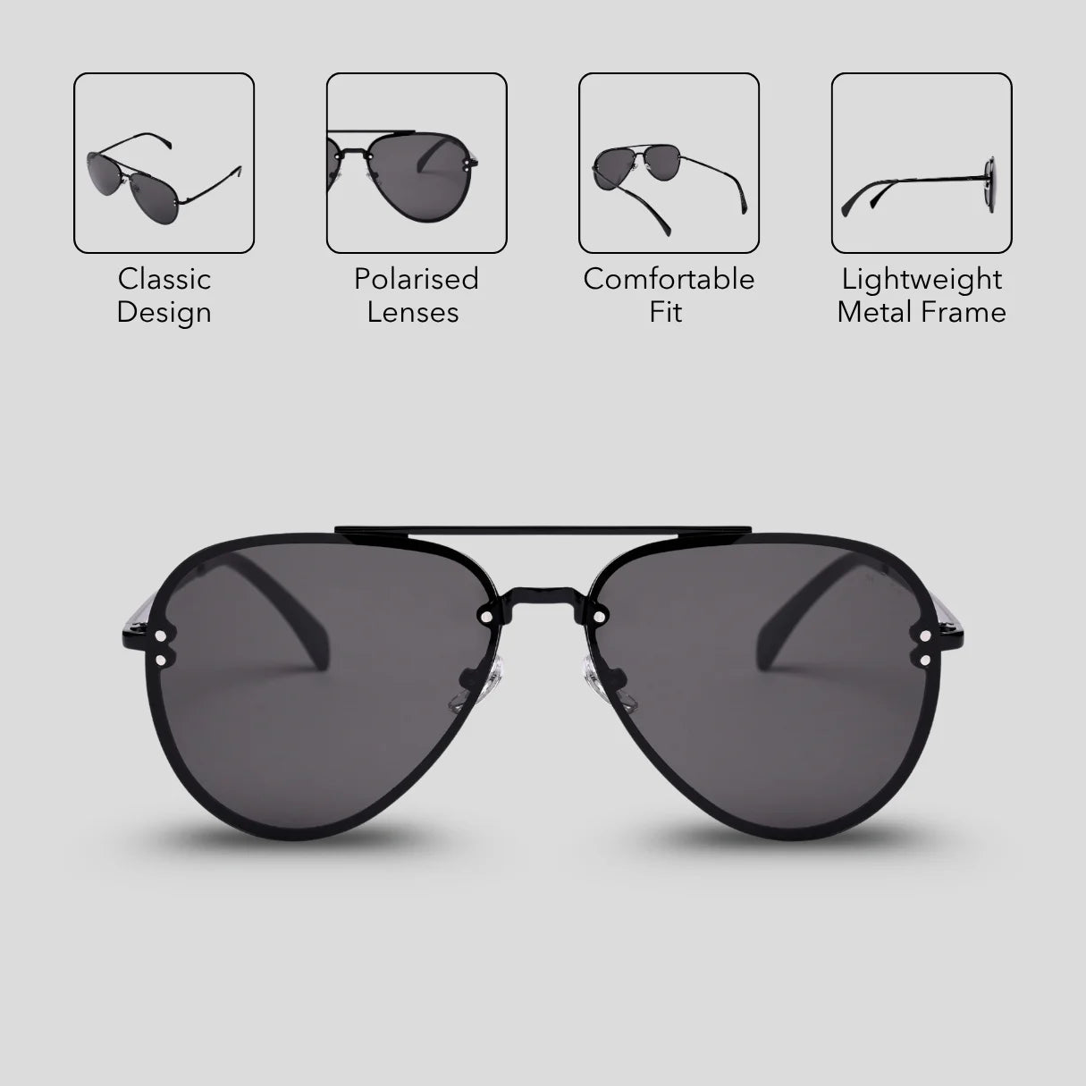 MOONX HEAVEN S30 – Polarised Aviator Metal Frame Sunglasses (Unisex)