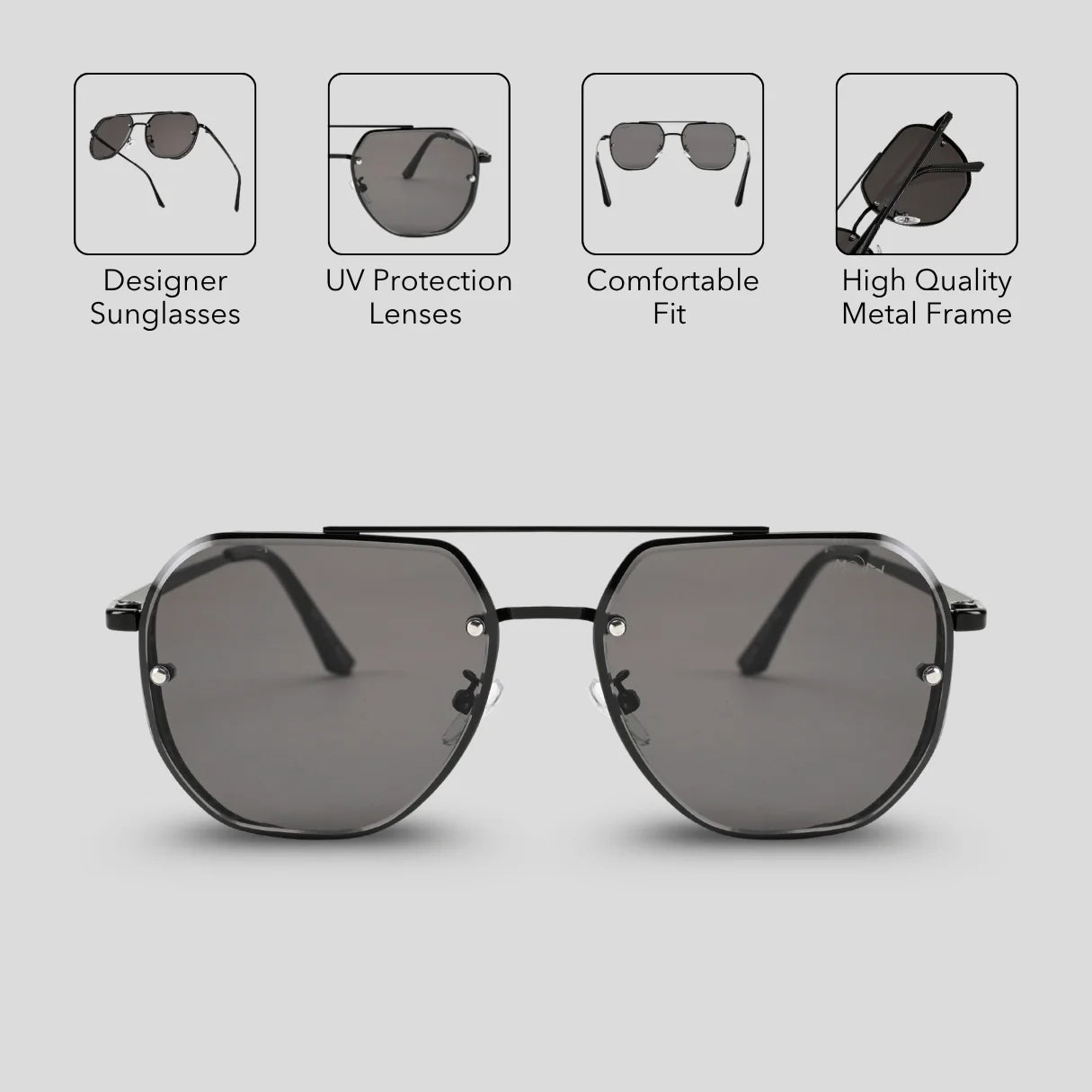 MOONX MAJOR S1 – UV400 Aviator Metal Frame Sunglasses (Unisex)