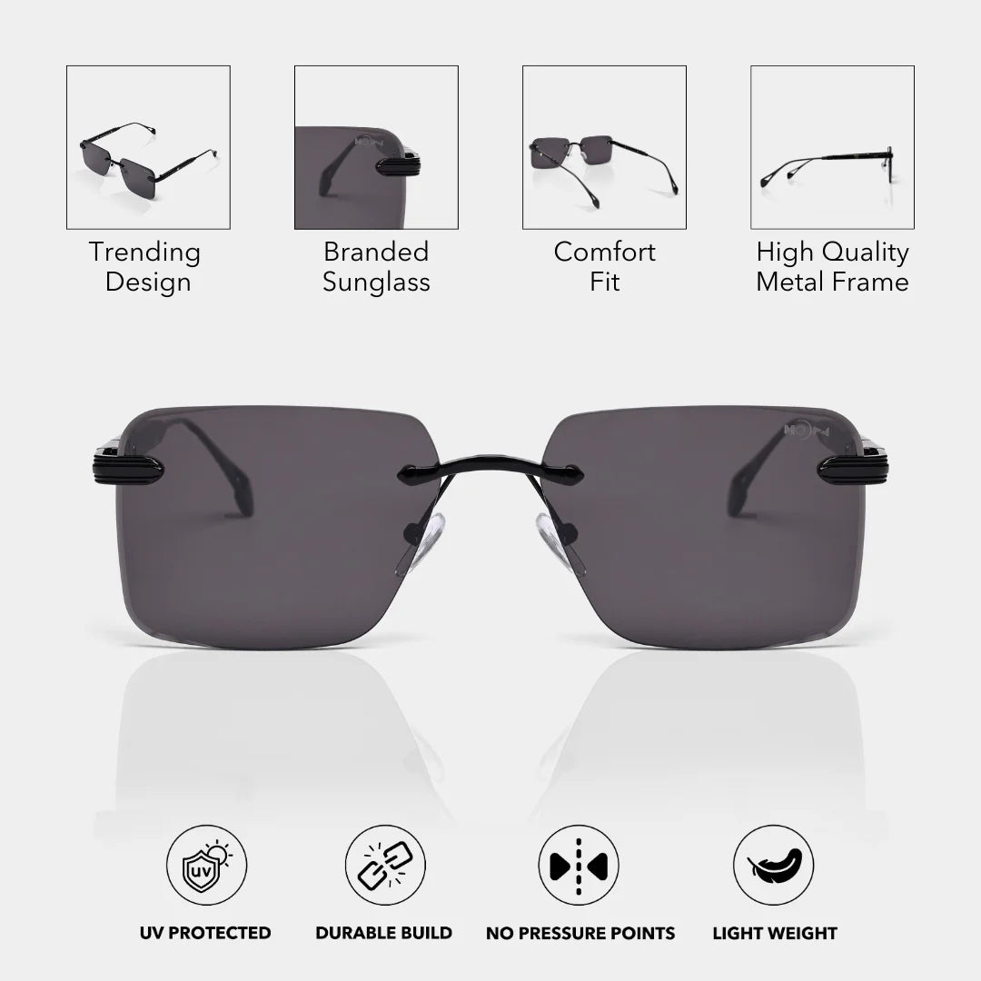 MOONX CALLISTO S1 – UV400 Rimless Rectangular Sunglasses (Unisex)