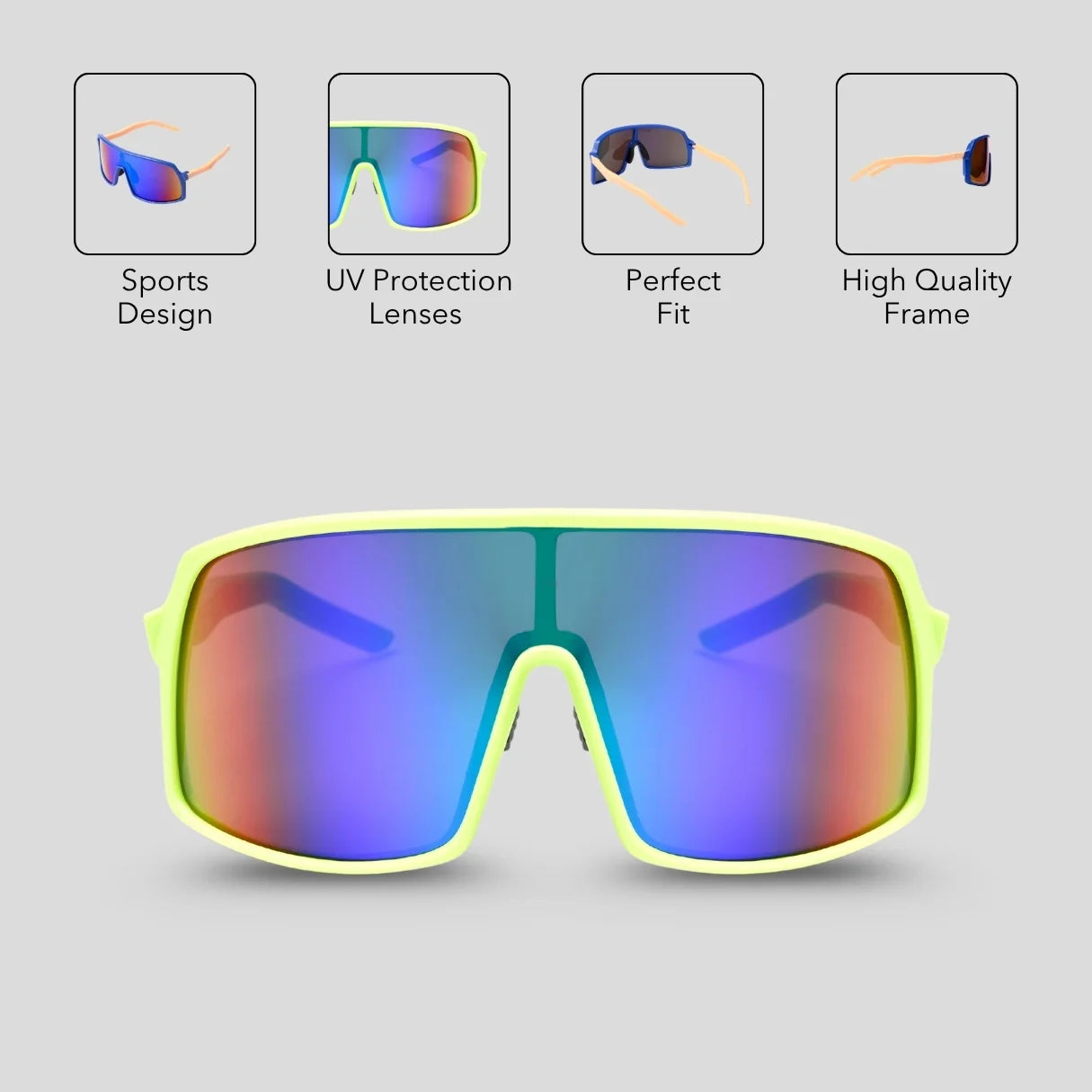 MOONX HERO S7 – UV400 Wrap‑Around Sports Sunglasses (Unisex)
