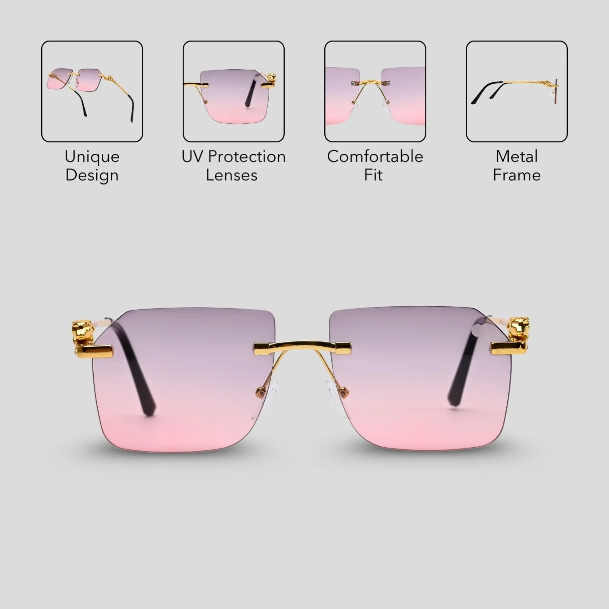 MOONX JAGUAR S3 – Modern Rimless Geometric Sunglasses (Unisex)