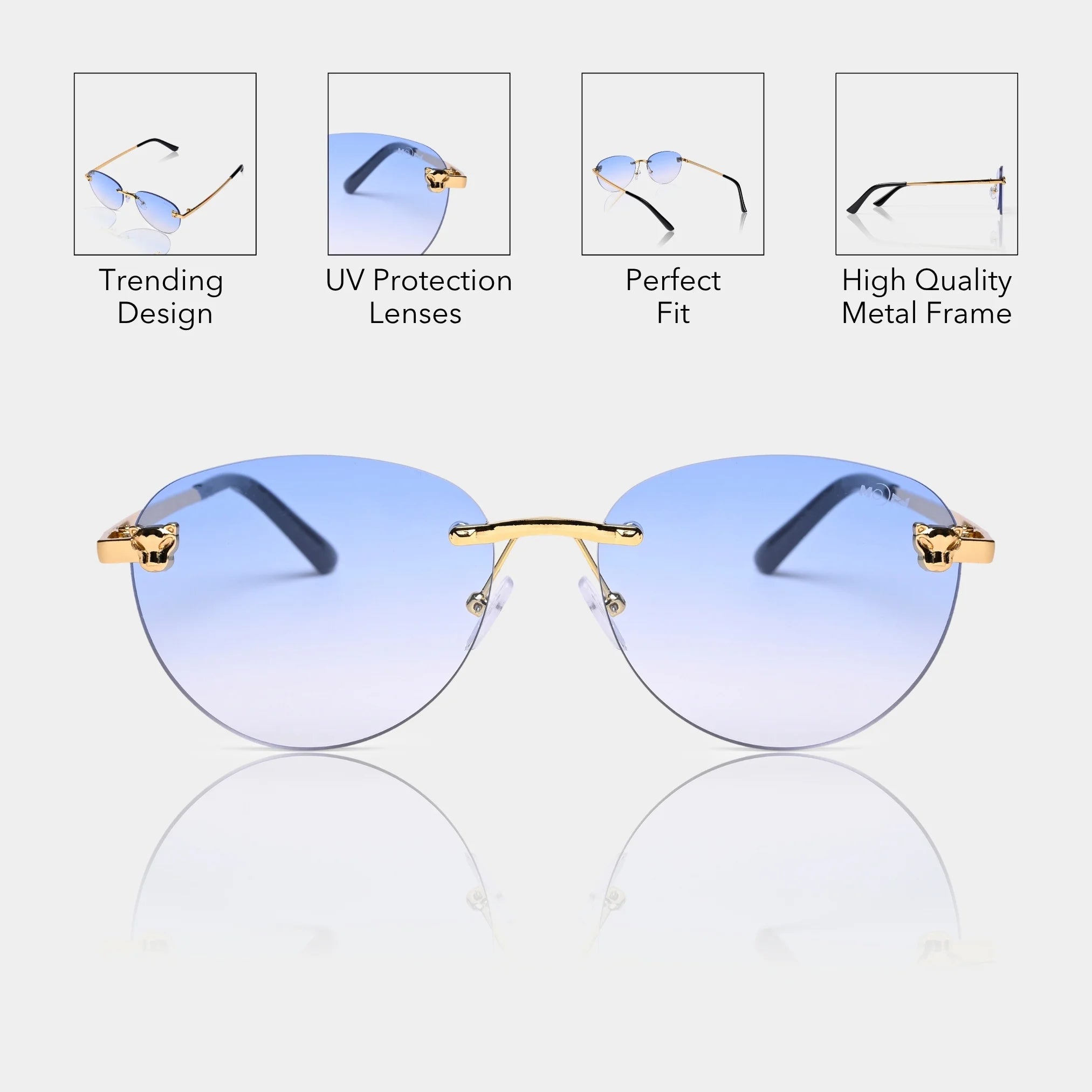 MOONX HIMALIA S3 - UV400 Rimless Oval Sunglasses