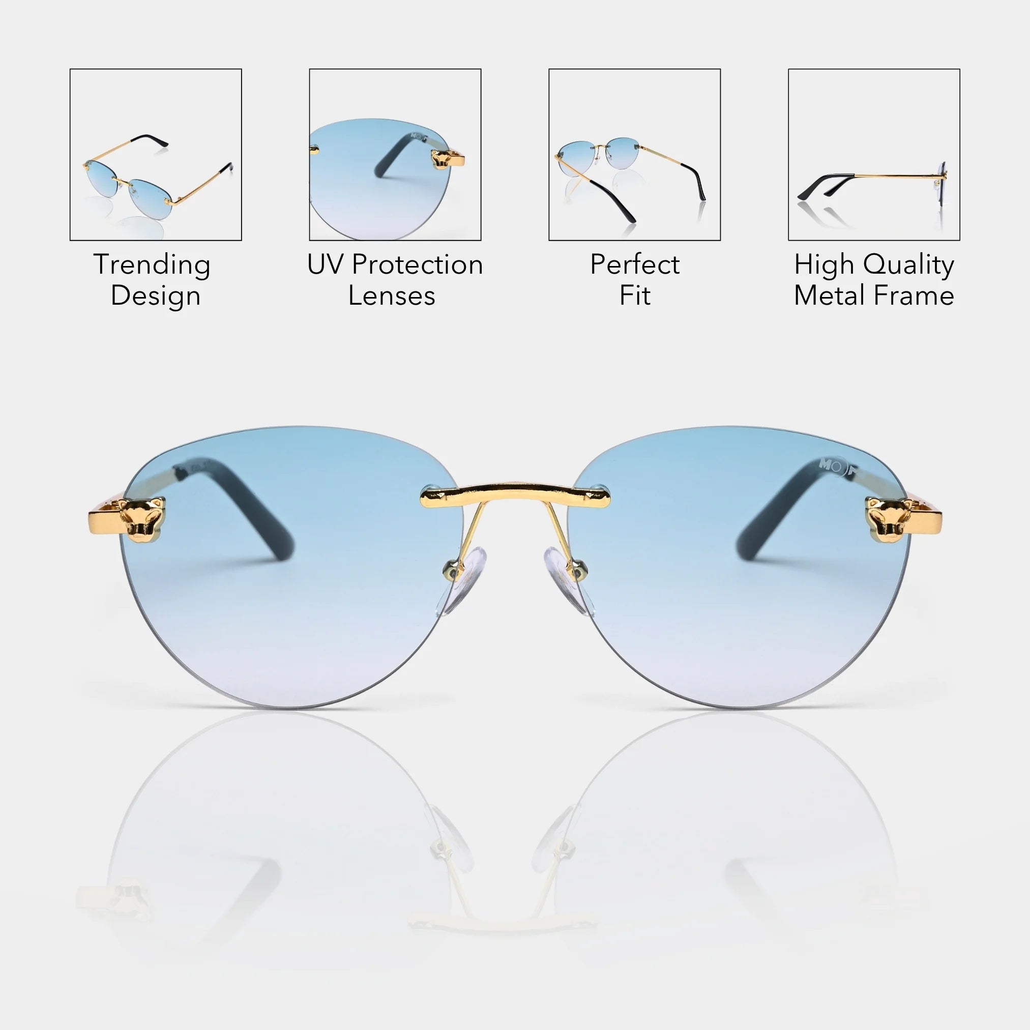 MOONX HIMALIA S2 - UV400 Rimless Oval Sunglasses