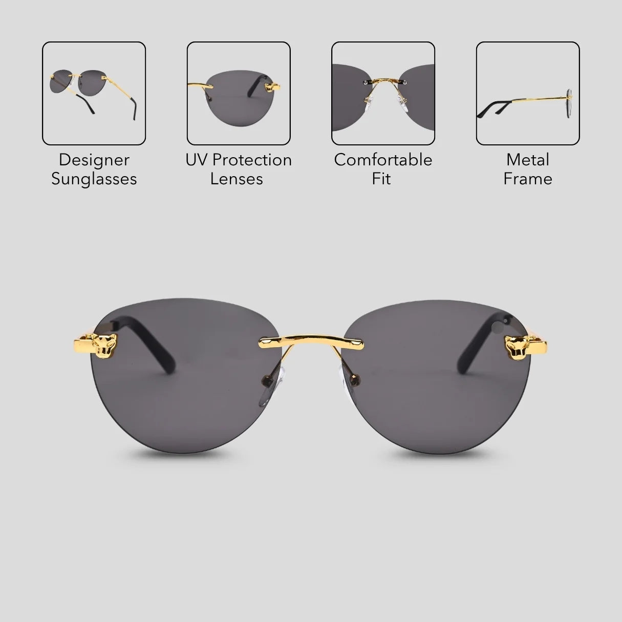 MOONX HIMALIA S1 - UV400 Rimless Oval Sunglasses