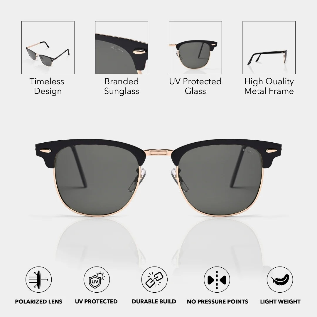 MOONX CLASSIC CLUB S2 – Polarised Clubmaster Sunglasses (Unisex)