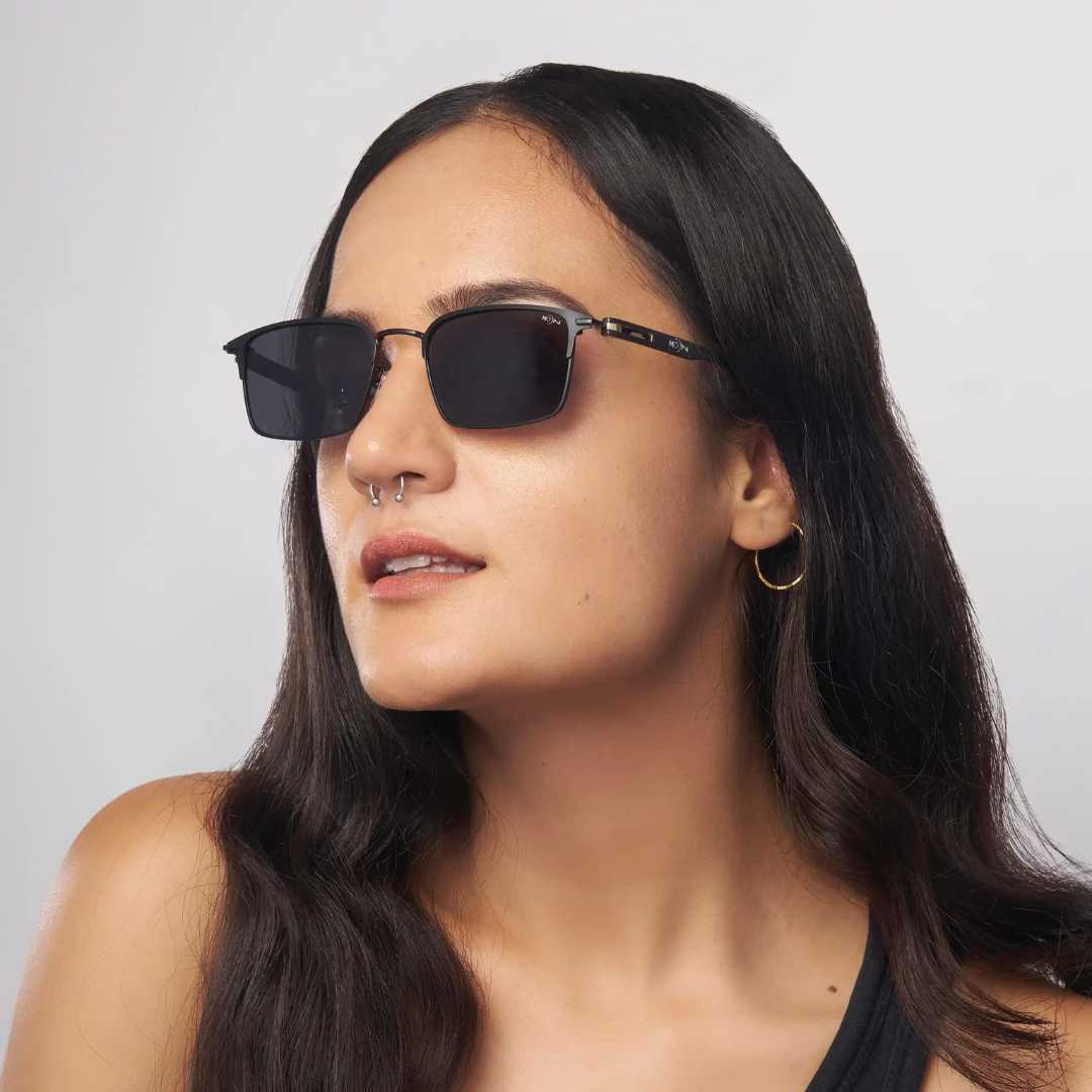 MOONX THEIA S1 – Polarised Rectangular Metal Frame Sunglasses (Unisex)