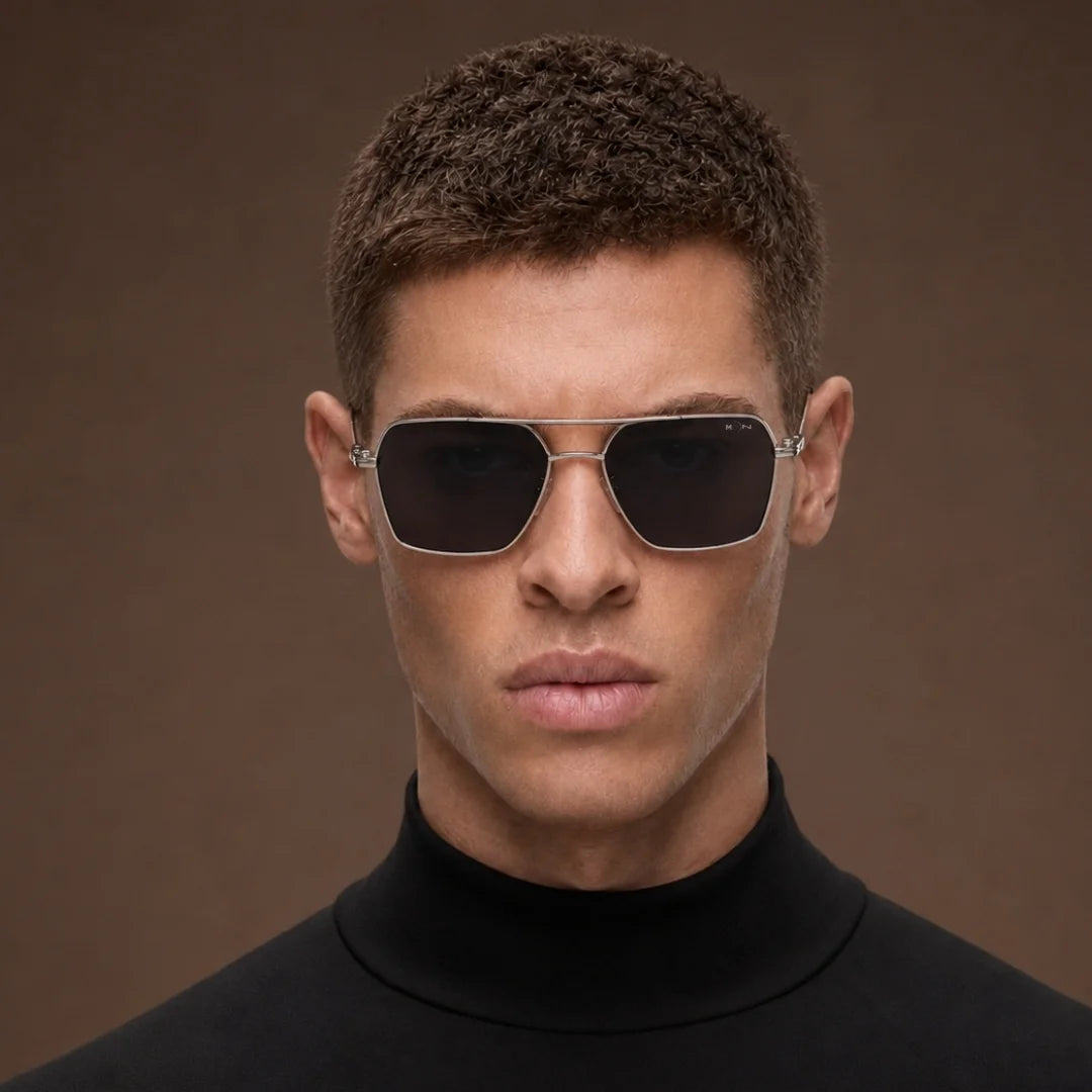 MOONX PHOBOS S1 – UV400 Rectangular Metal Sunglasses (Unisex)