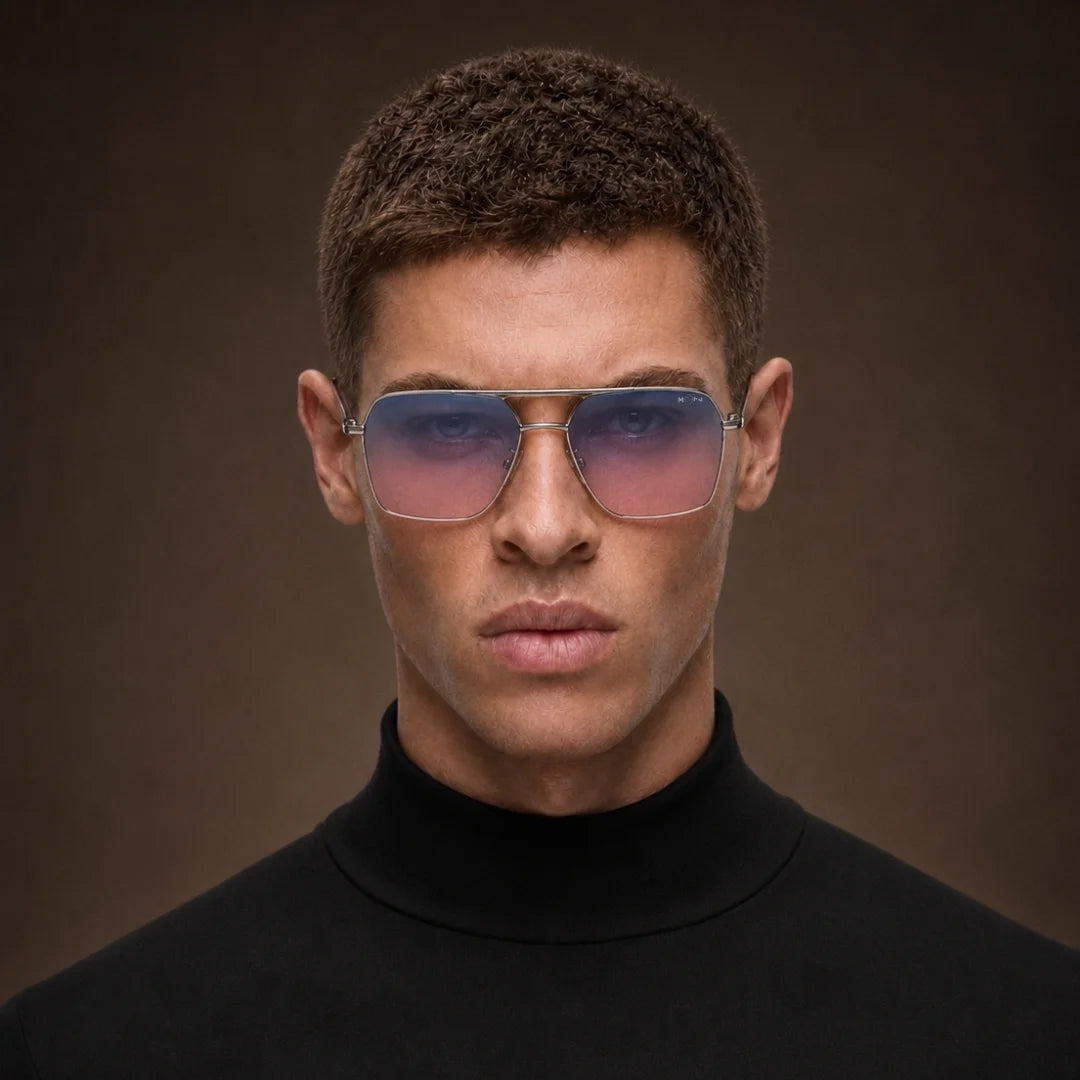 MOONX PHOBOS S2 – UV400 Rectangular Metal Sunglasses (Unisex)