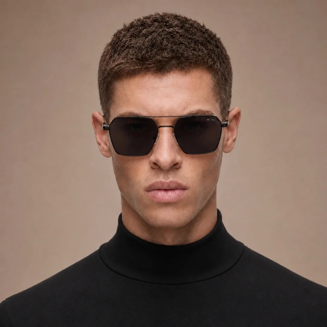 MOONX RISE S1 – UV400 Rectangular Metal Frame Sunglasses (Unisex)