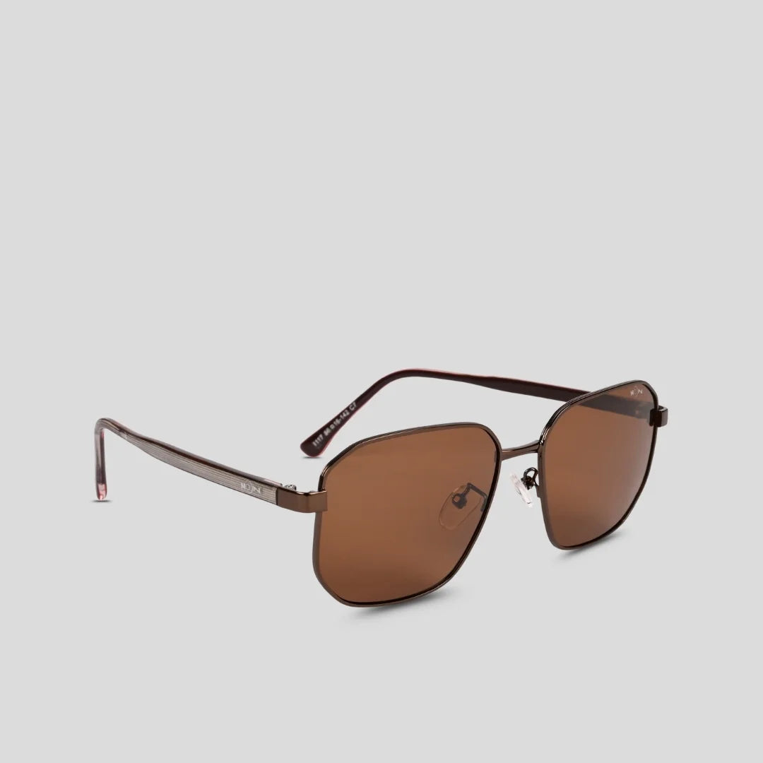 MOONX BRONZ S1 – Polarised Square Metal Frame Sunglasses (Unisex)