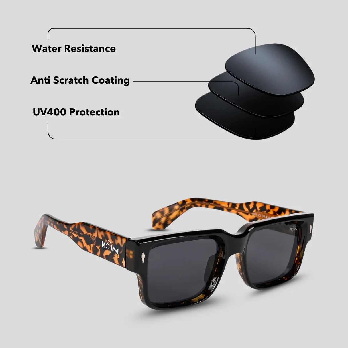 MOONX SUPERMOON S7 – UV400 Rectangular Frame Sunglasses (Unisex)