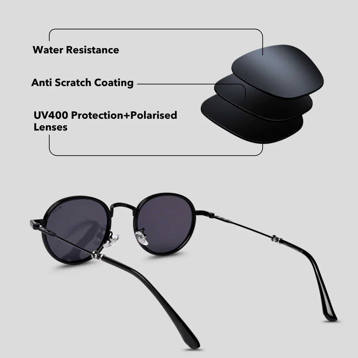 MOONX MOONSHINE S1 – Polarised Classic Round Metal Sunglasses (Unisex)