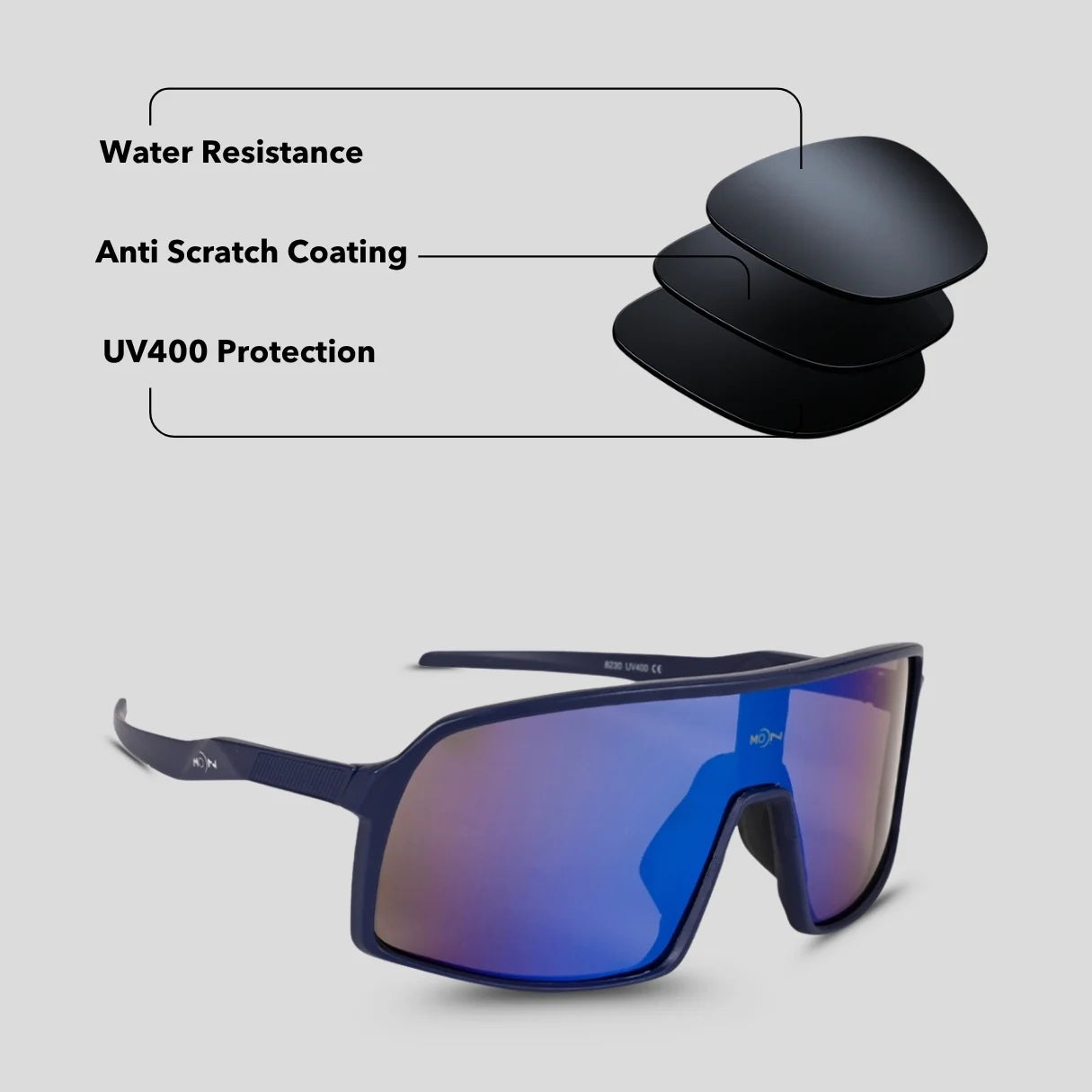 MOONX X-HERO S2 – UV400 Sports and Biking Sunglasses (Unisex)