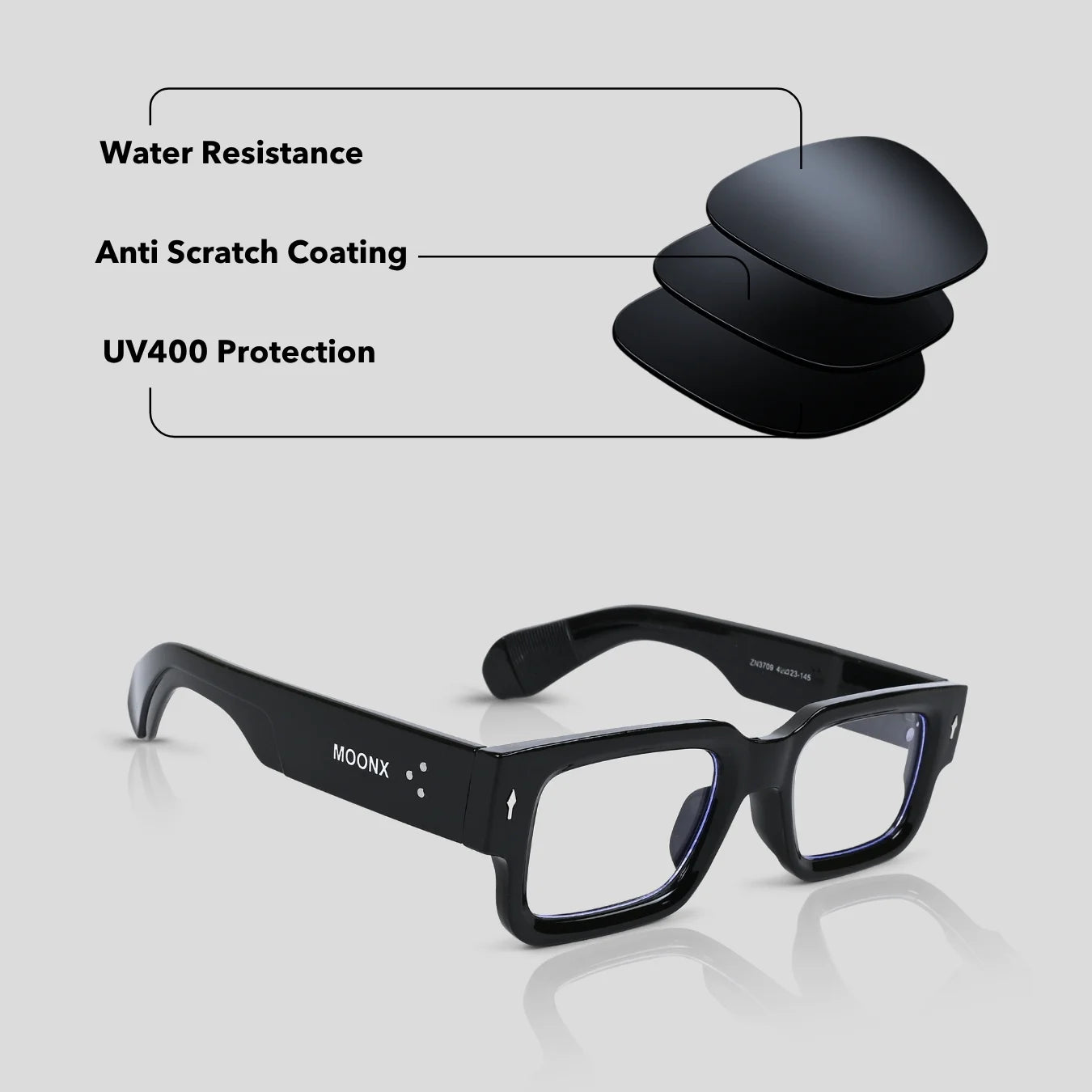 MOONX ATLAS S9 – UV400 Bold & Rectangular Glasses (Unisex)
