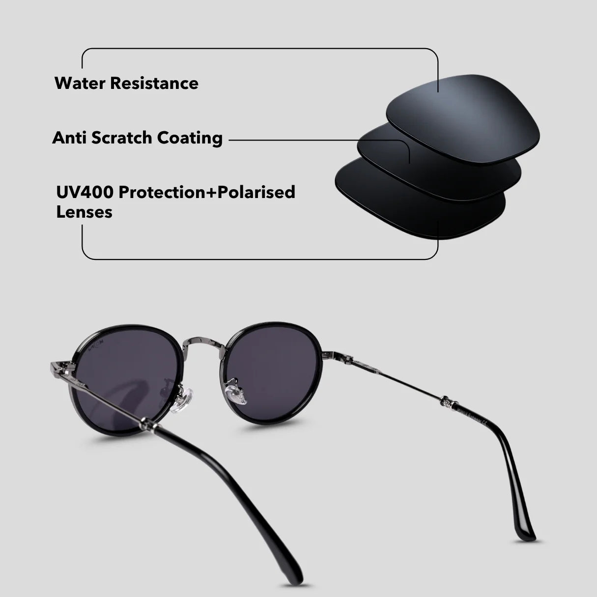 MOONX MOONSHINE S4 – Polarised Classic Round Metal Sunglasses (Unisex)