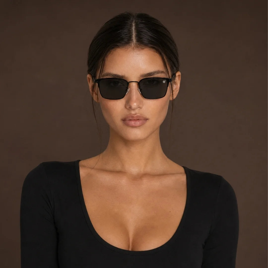 MOONX THEIA S1 – Polarised Rectangular Metal Frame Sunglasses (Unisex)