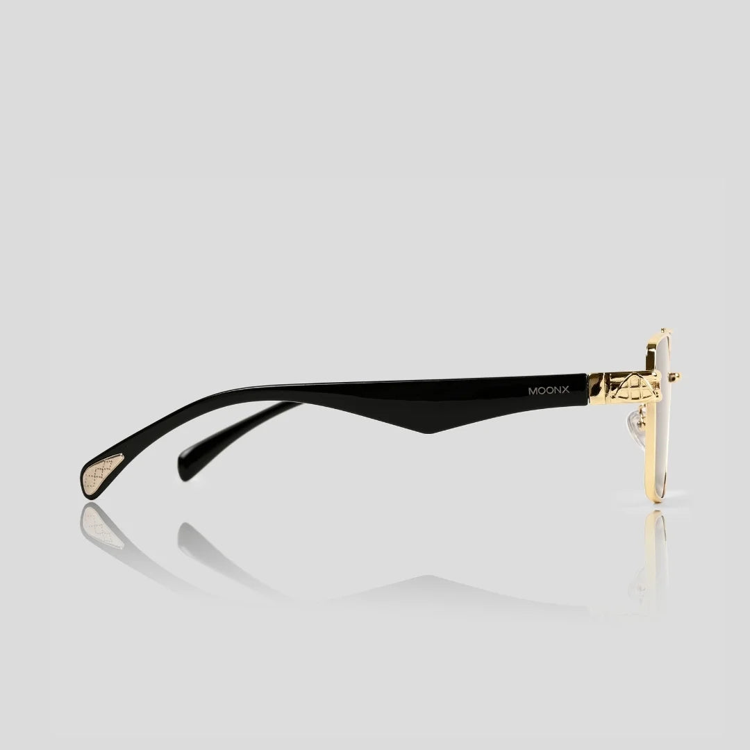 MOONX SPACECRAFT S2 – UV400 Golden Luxury Metal Sunglasses (Unisex)