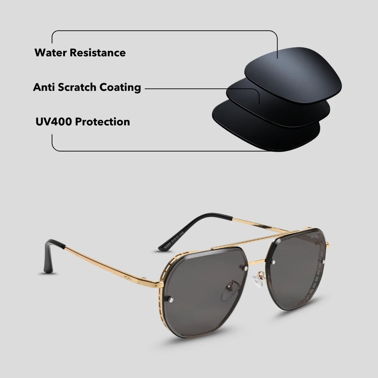 MOONX MAJOR S2 – UV400 Aviator Metal Frame Sunglasses (Unisex)